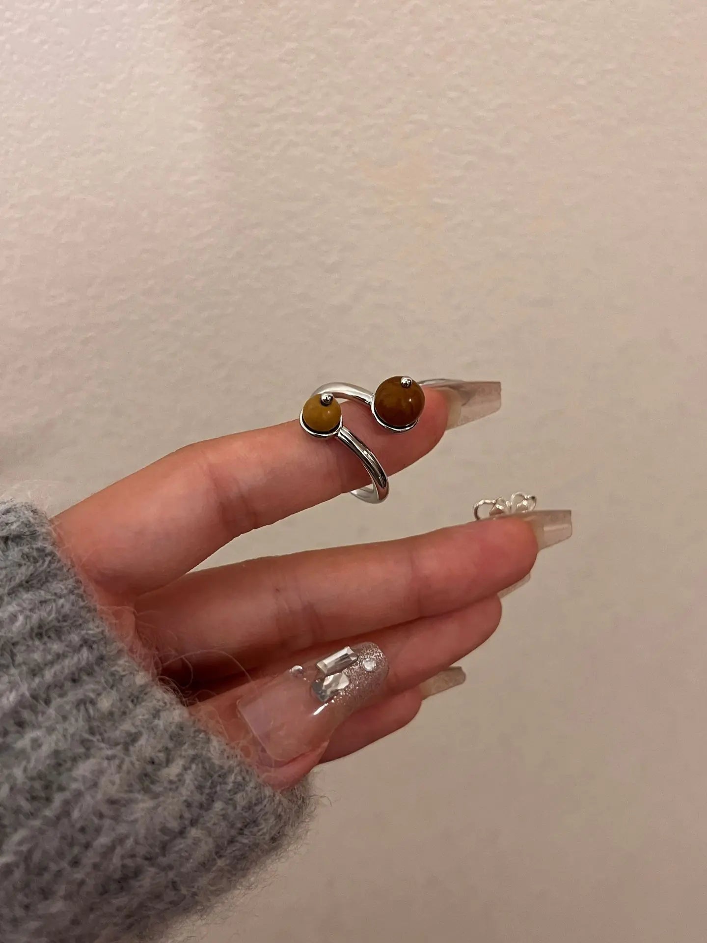 High-Grade Metal Texture Tigereye Ring