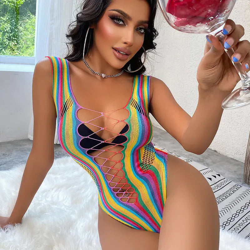 Colorful Fishnet Tight Skirt for Women's Fashion