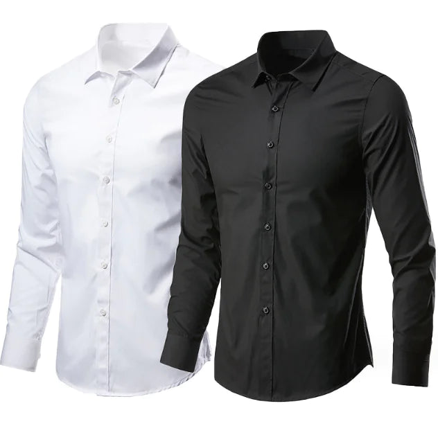 Men's Casual long Sleeve White Dress Shirt
