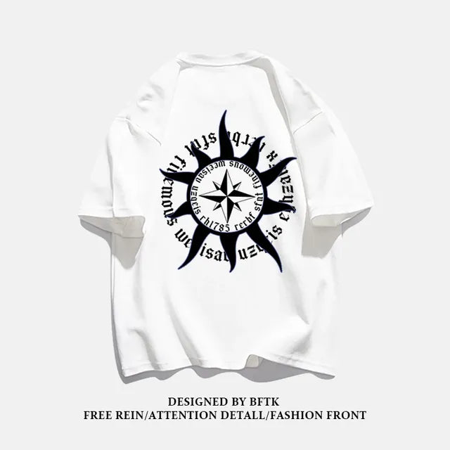 Men's Heavyweight Retro T-Shirt, 100% Cotton, Casual Fashion