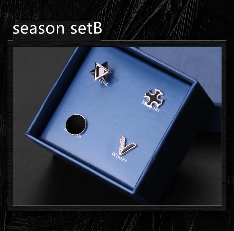 925 Silver Men's Stud Earrings Set (Minimalist Style)