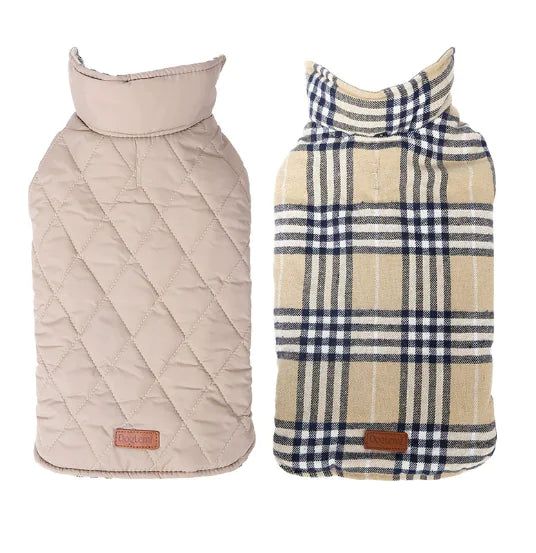 Waterproof Reversible Plaid Dog Jacket for Pets