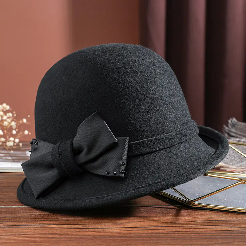 Elegant Women's Wool Top Hat for Autumn & Winter