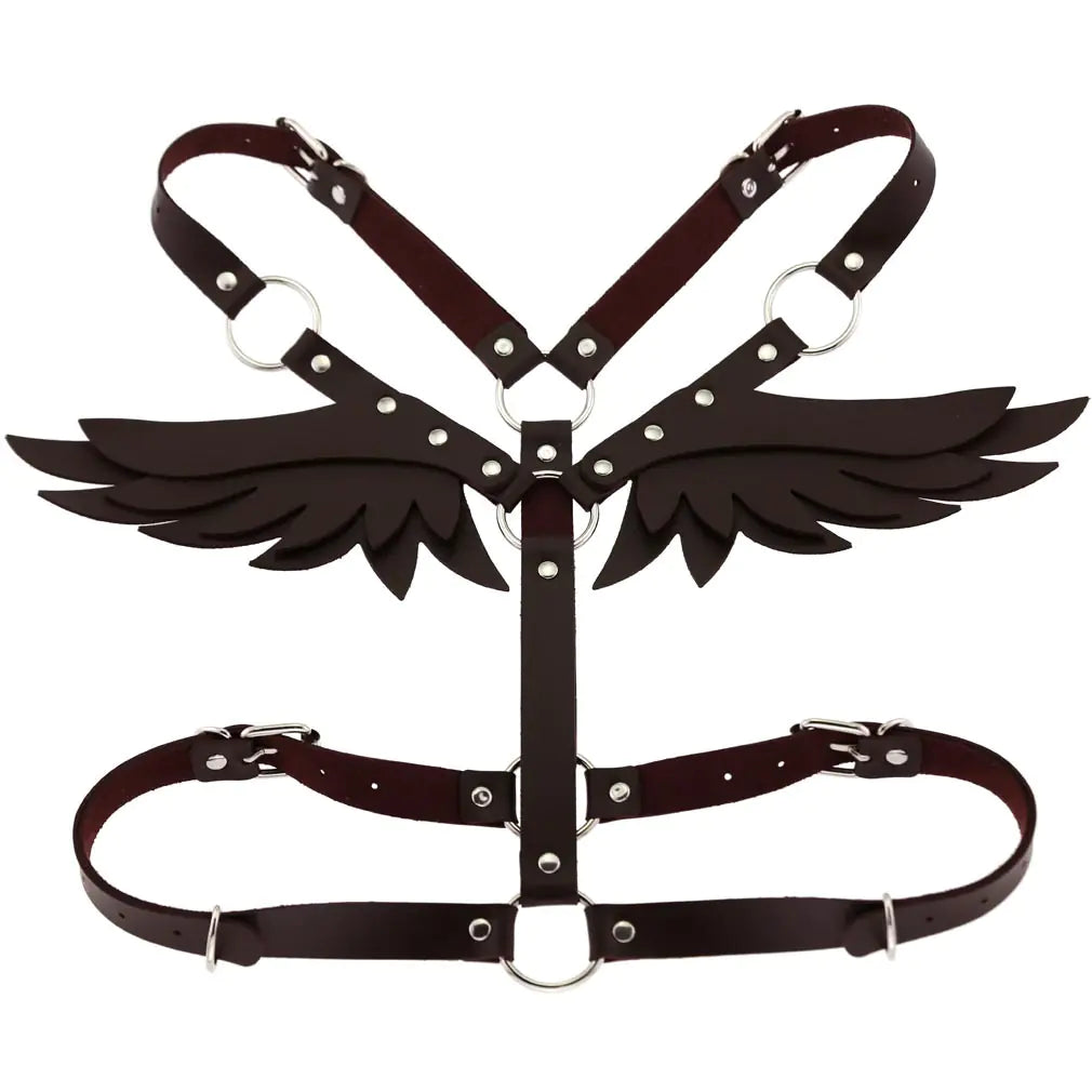 Women's Leather Angel Wings Harness Set