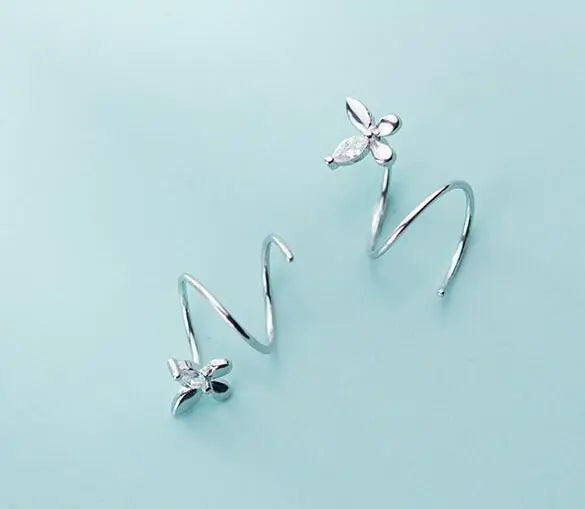 Silver Ear Cuffs and Butterfly Stud Earrings