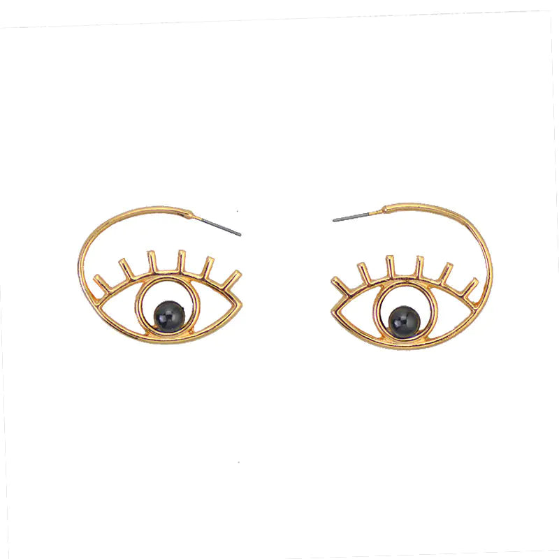 Minimalist Pearl Studs with Evil Eye Design Earrings