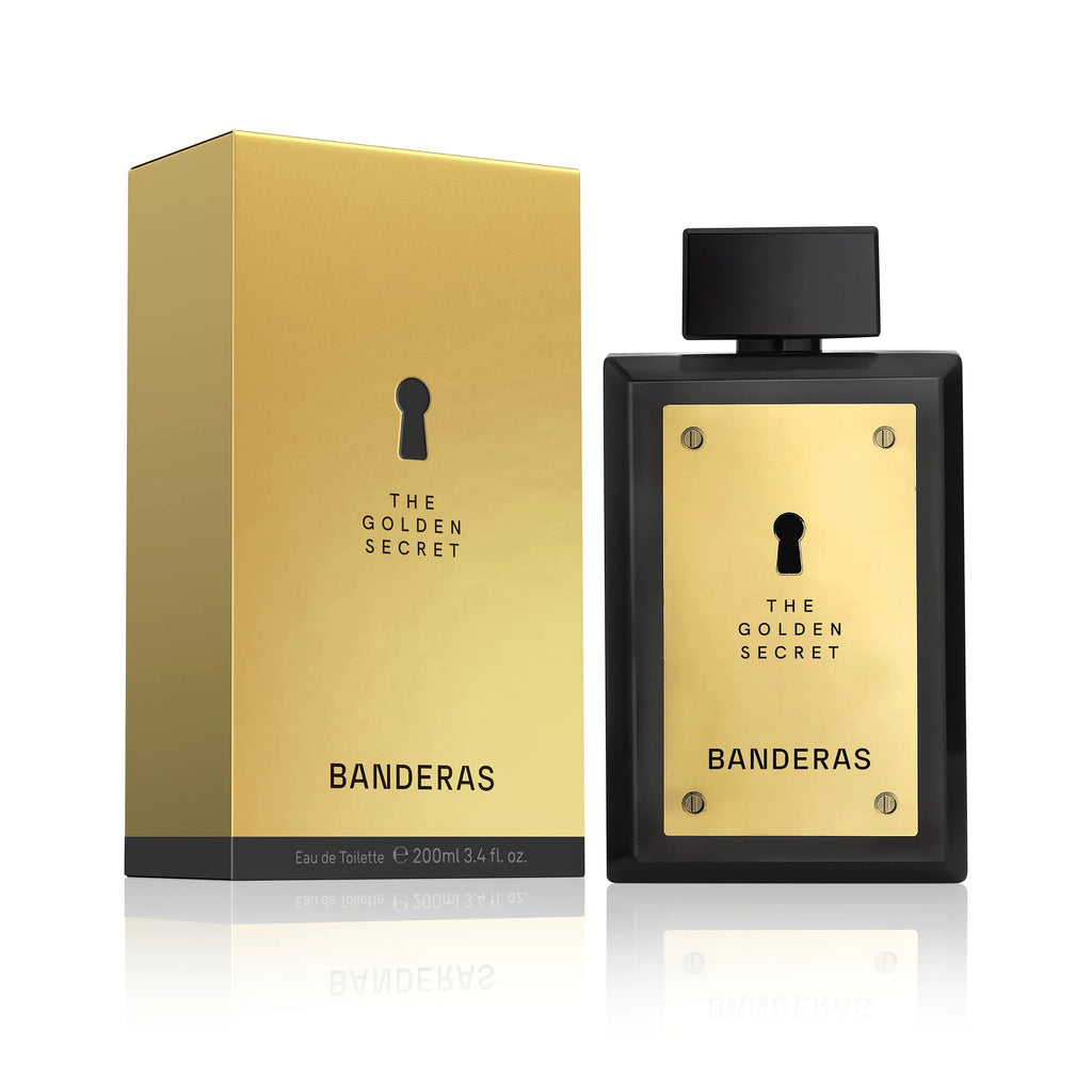 Banderas Perfumes - The Golden Secret - Eau de Toilette Spray for Men - Long Lasting - Masculine Casual and Elegant Fragrance - Mint Apple and Spicy Notes - Ideal for Day Wear - 6.7 Fl Oz