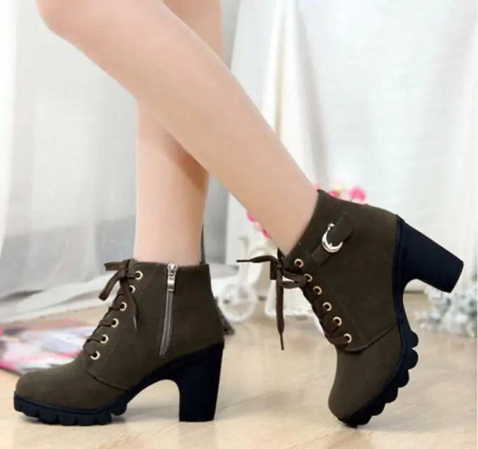 Vintage Martin Boots - Chunky Heeled Suede Ankle Boots