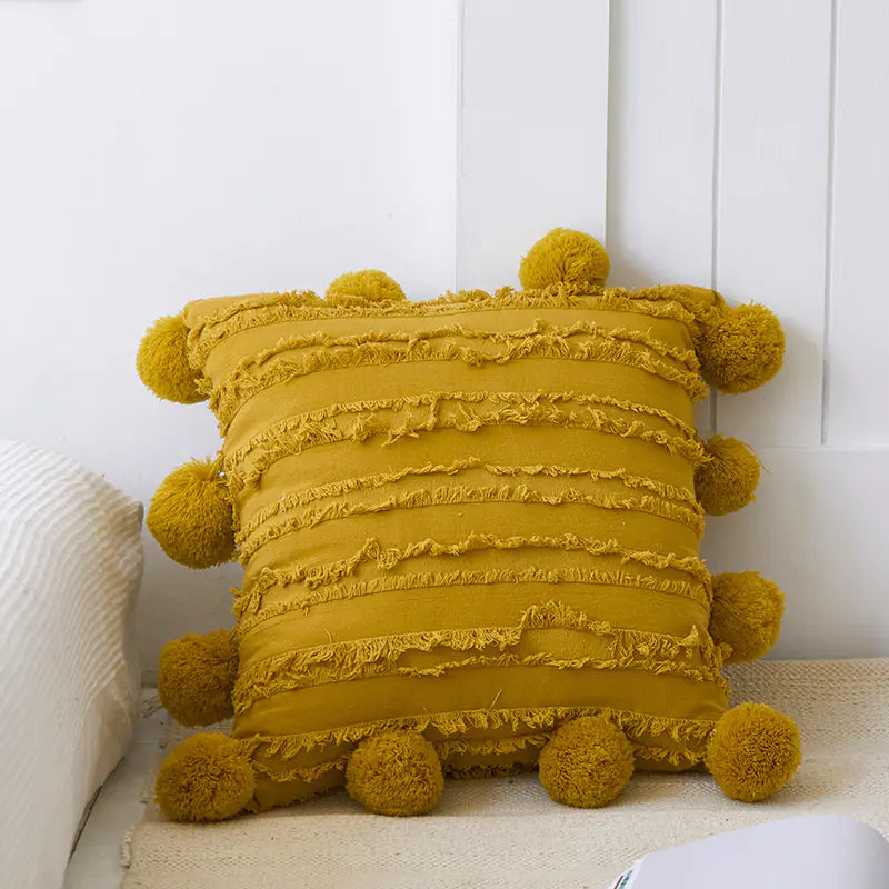 Nordic Cotton Linen Plush Decorative Throw Pillow