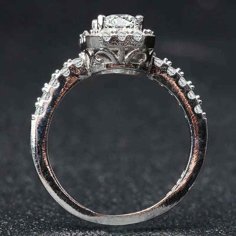 Topaz Engagement Ring with Square Diamond Gemstone