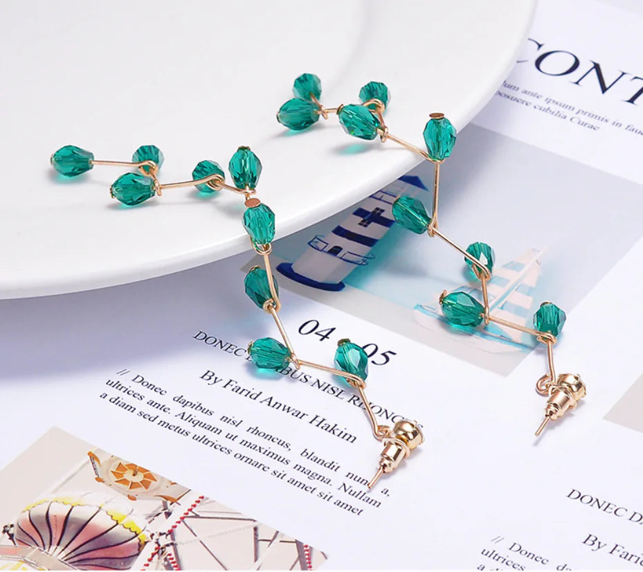 Long Tassel Earrings with Crystal Accents