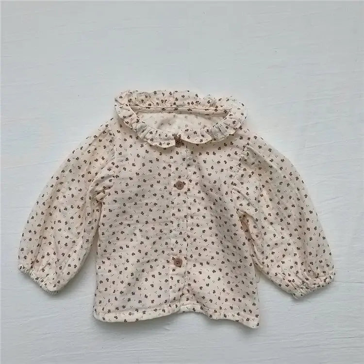 Comfortable Baby Western Style Wood Ear Collar Shirt