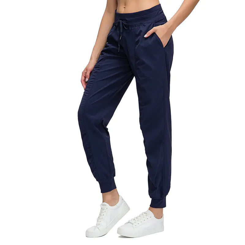 High-Waisted Casual Yoga Pants with Ruched Cuffs