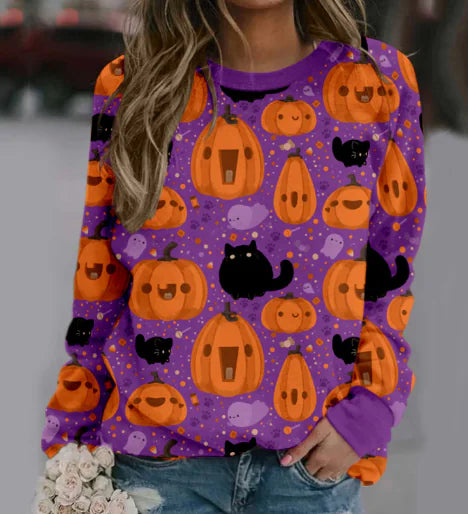 Halloween Women's Long Sleeve Printed Sweater