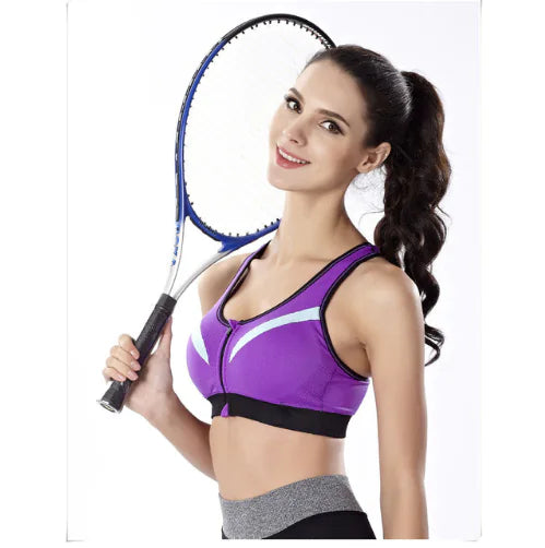Women's Sports Bra with Front Zipper and No Steel Ring