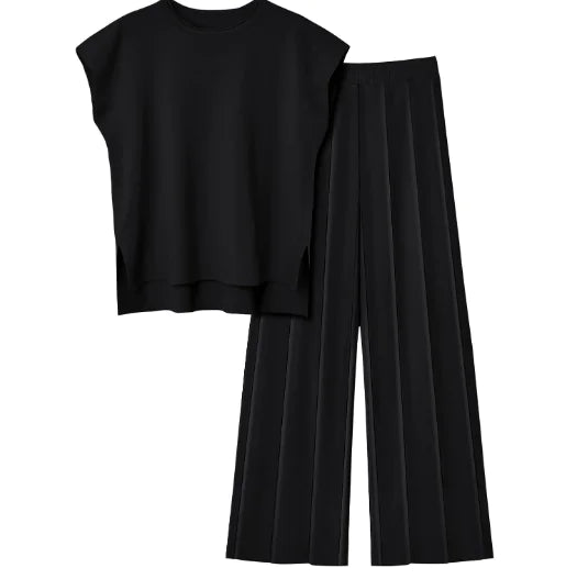Women's Viscose Fiber Set with Wide-Leg Pants (One Set)