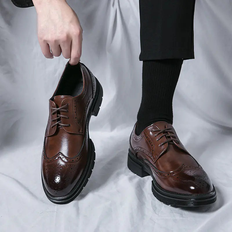 Men's Leather Brogue Formal Shoes for Spring & Autumn