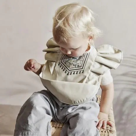 Baby Meal Pocket Waterproof Bib with Angel Wing Design
