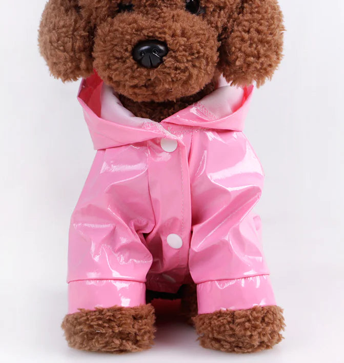 Reflective Dog Hooded Windproof Raincoat in PU