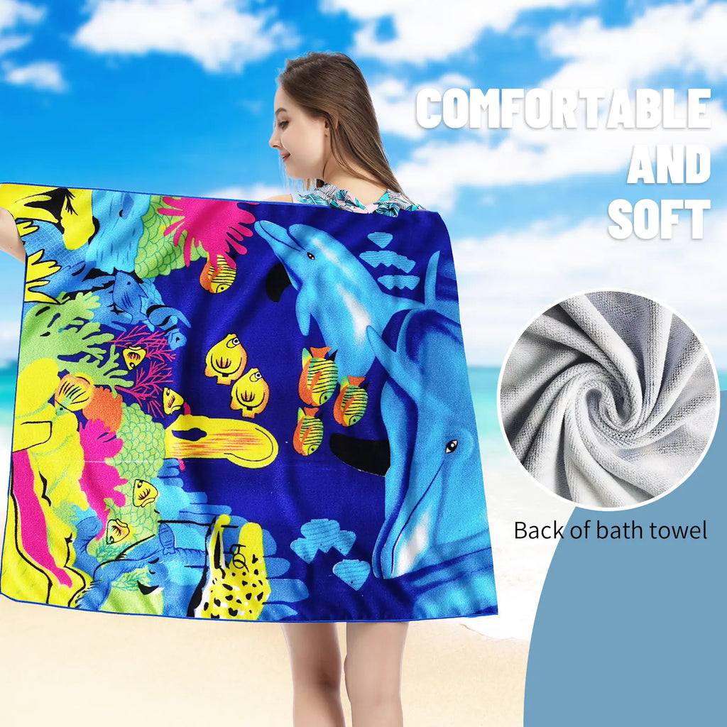Blue Whale and Yellow Fish Oversized Quick Dry Towel