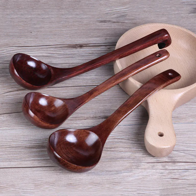 Curved Wooden Spoon with Long Handle for Cooking