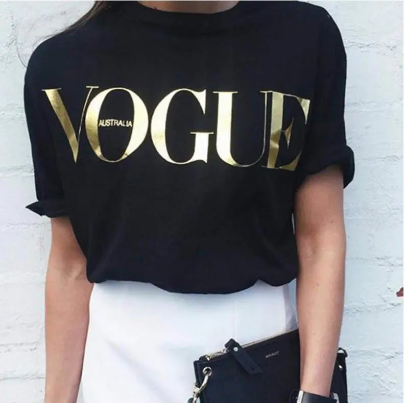 Vogue Women's Short Sleeve Letter Print T-Shirt