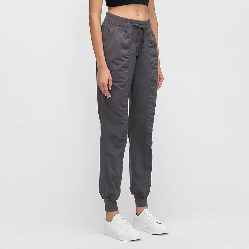 High-Waisted Casual Yoga Pants with Ruched Cuffs