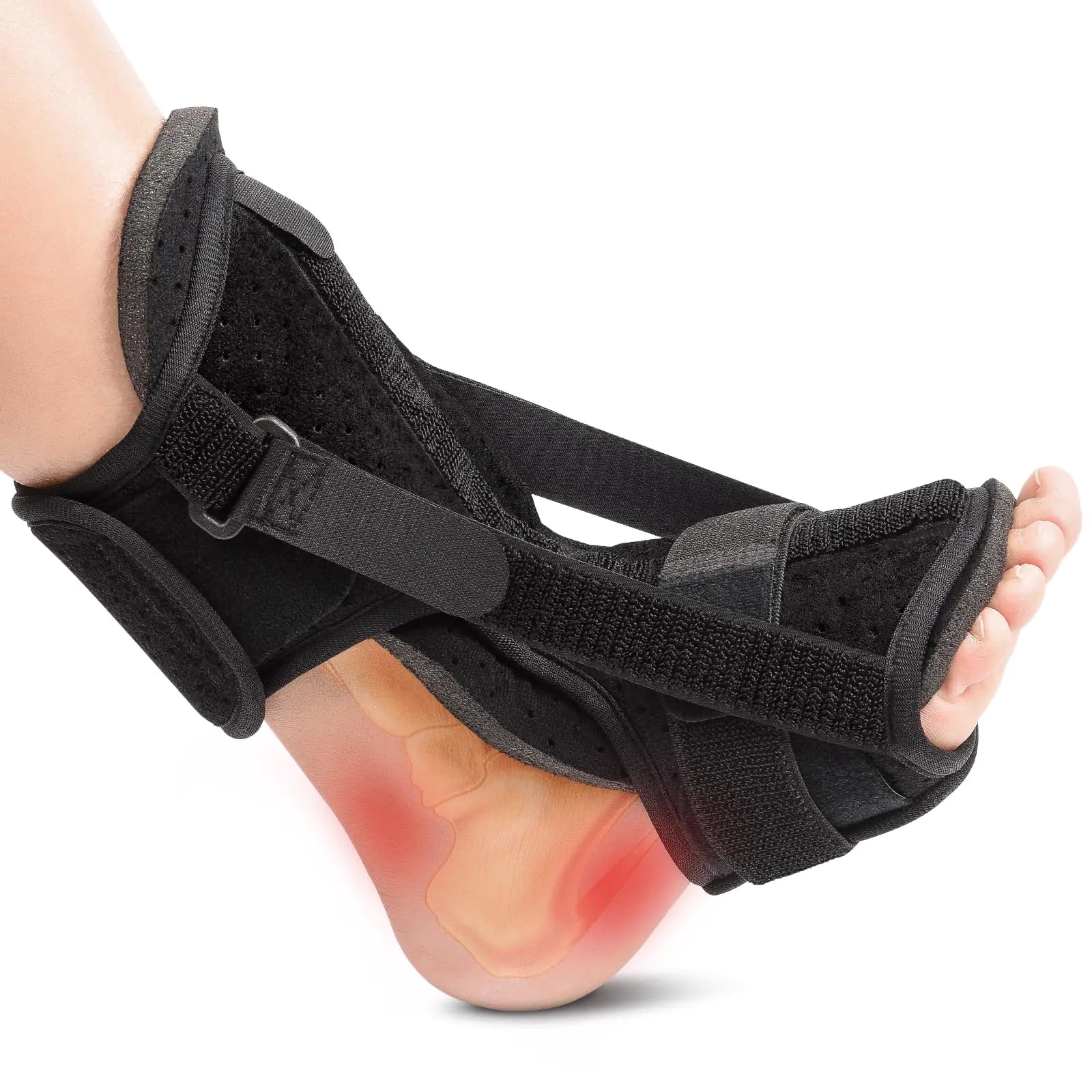 Runkelai Plantar Fasciitis Night Splint: Upgraded Brace with Soft Memory Foam Pad | Ankle Brace for Plantar Fasciitis Relief Achilles Tendonitis Relief Foot Drop Heel Arch Pain Black
