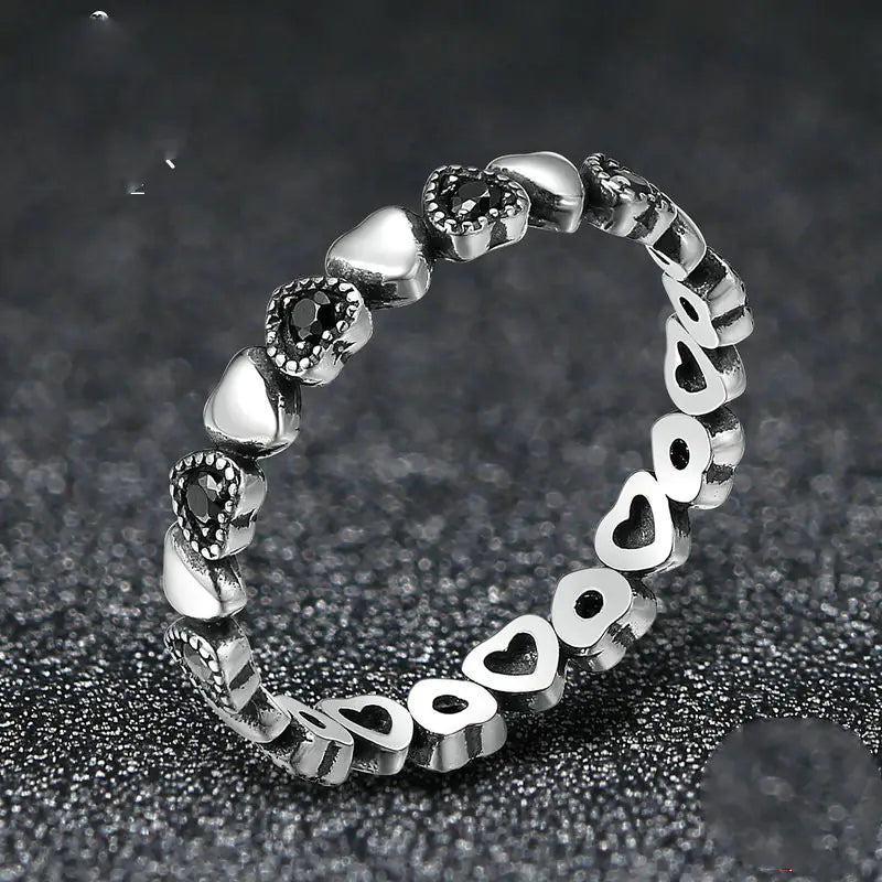S925 Silver Heart-Shaped Gemstone Ring for Women