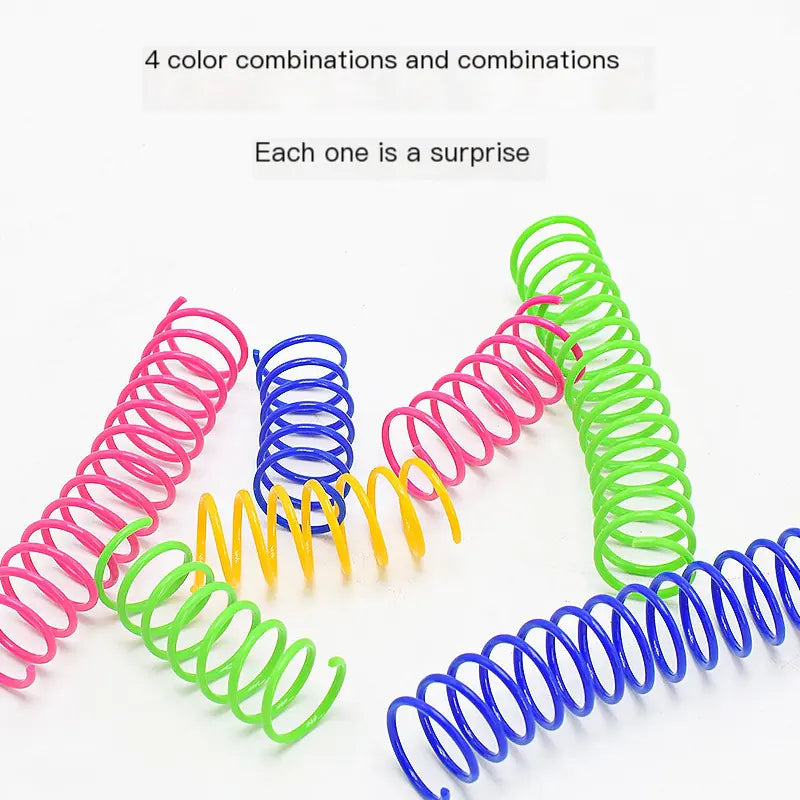 Interactive Colorful Plastic Spring Cat Toy Balls (4 Pack)
