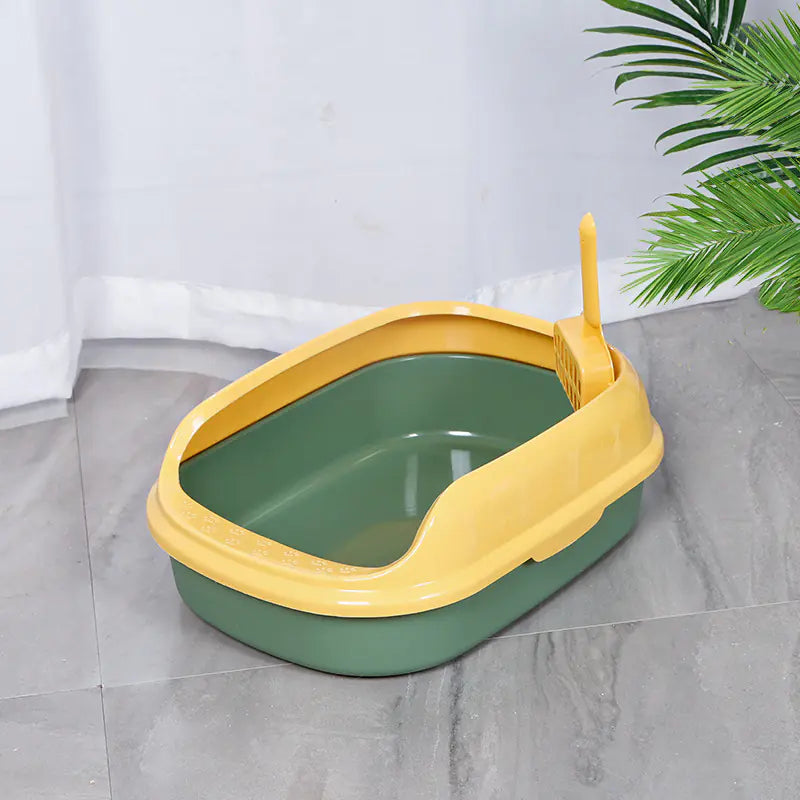Semi-Enclosed Cat Litter Basin with Durable Shovel