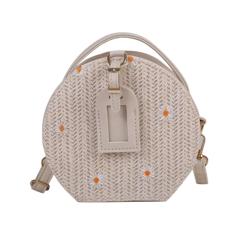 Women's Straw Lace Round Bag - All Match Shoulder Messenger