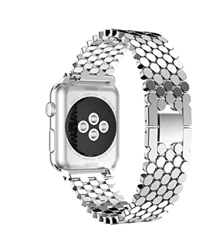 Fish Scale Metal Smartwatch with Stainless Steel Band