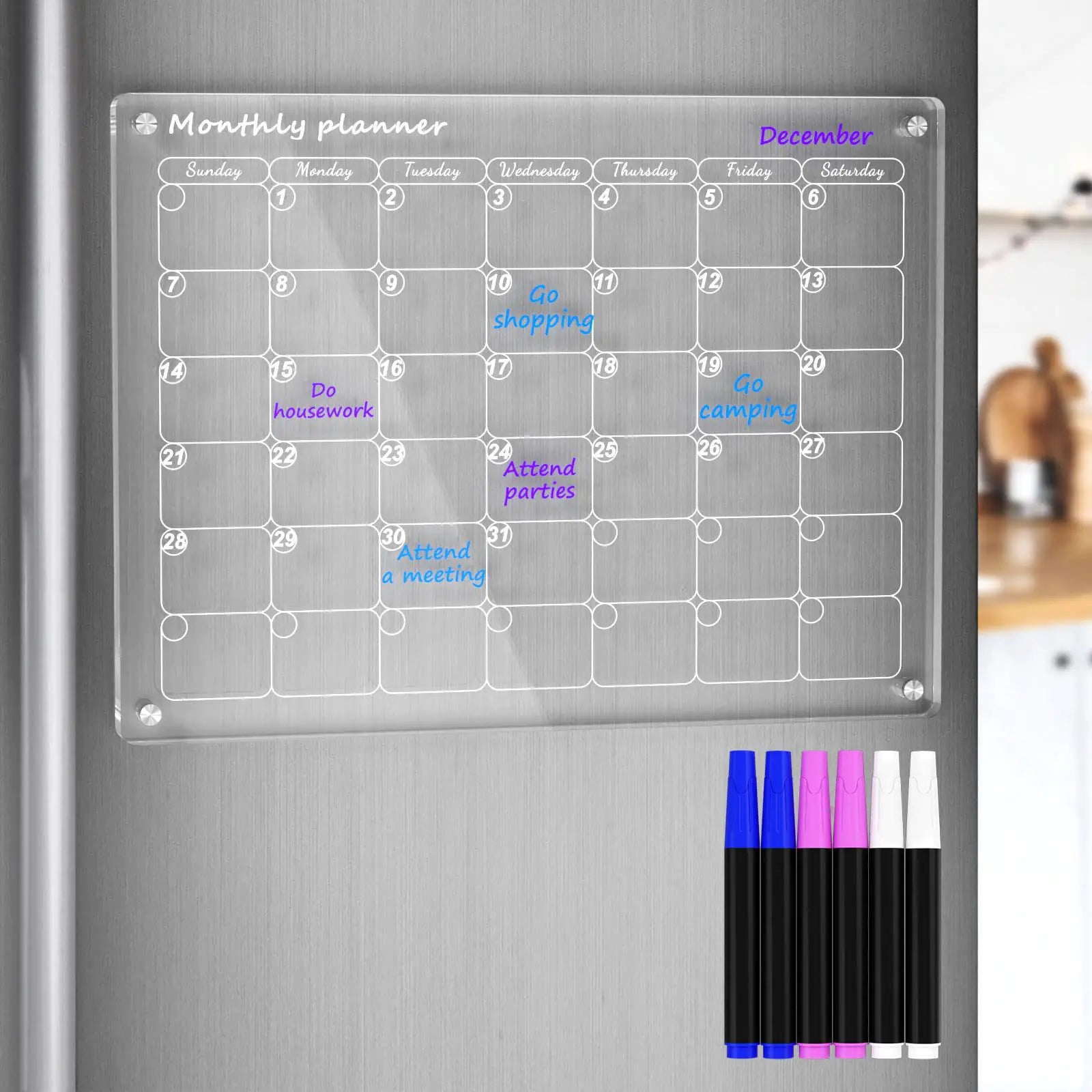 Magnetic Dry Erase Calendar for Refrigerator
