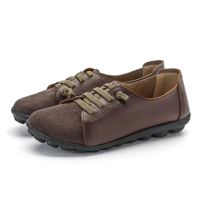 Genuine Leather Women's Lace-Up Flats and Loafers