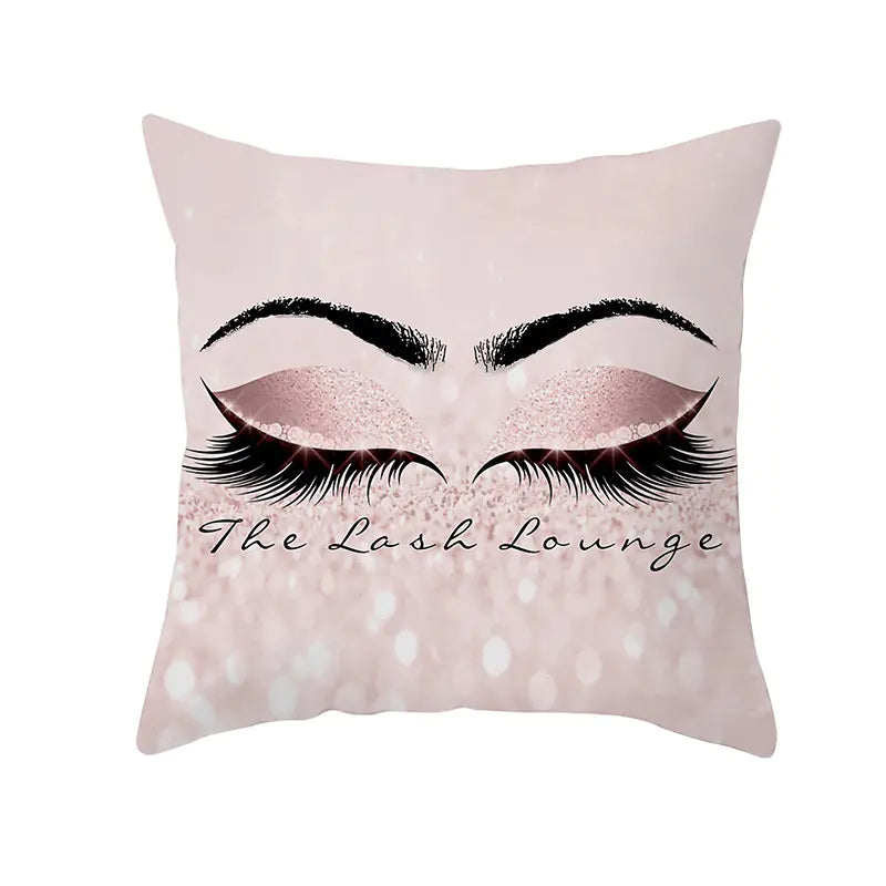 Peach Velvet Makeup Eyelash Pillow Cover (Square)