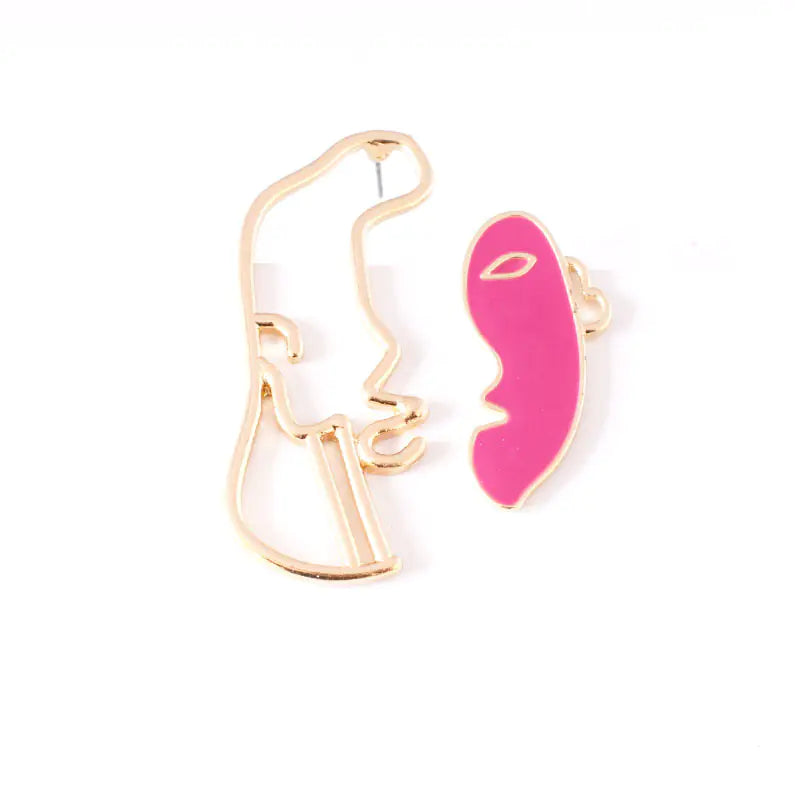 Abstract Enamel Half-Face Line Earrings for Women