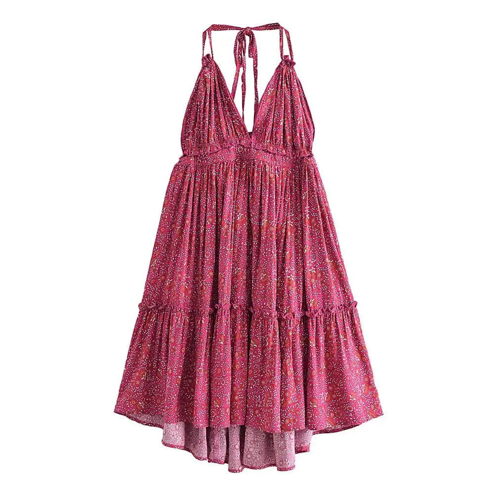 Backless Cotton Suspender Dress in European Style