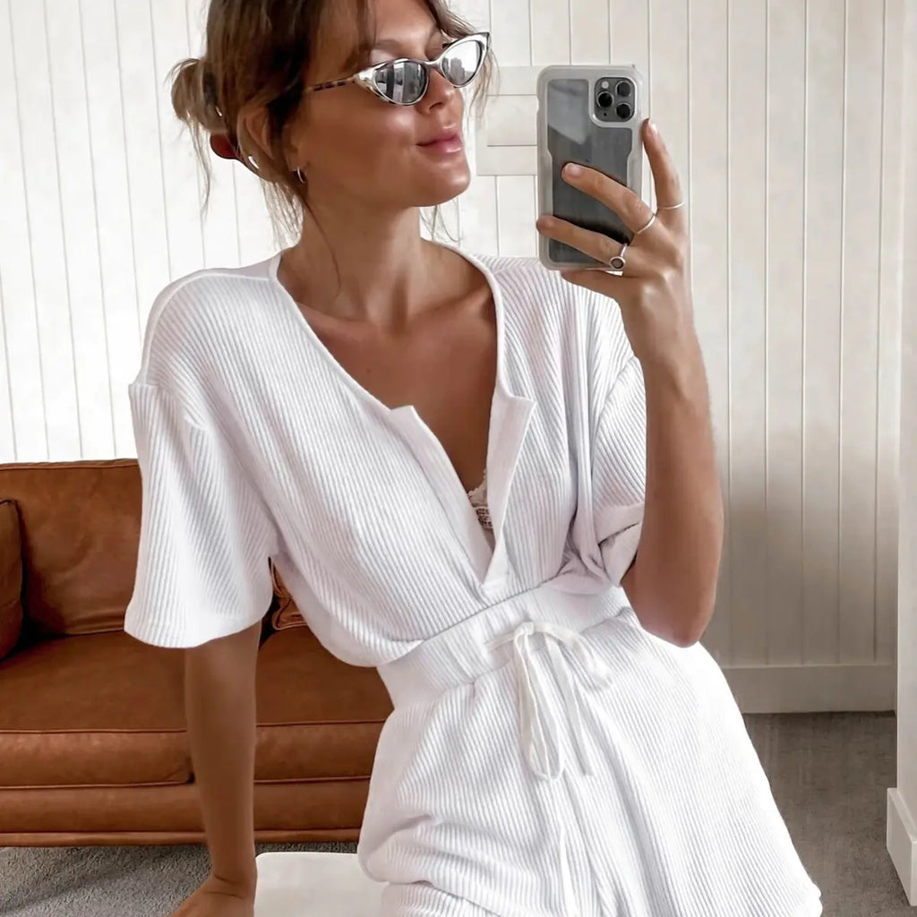 DICLOUD Women's Summer V-Neck Top and Shorts Set