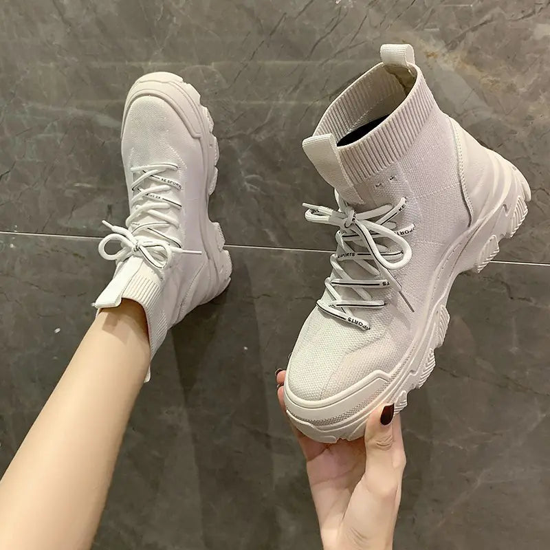 British Style Women's Knitted Elastic Short Boots