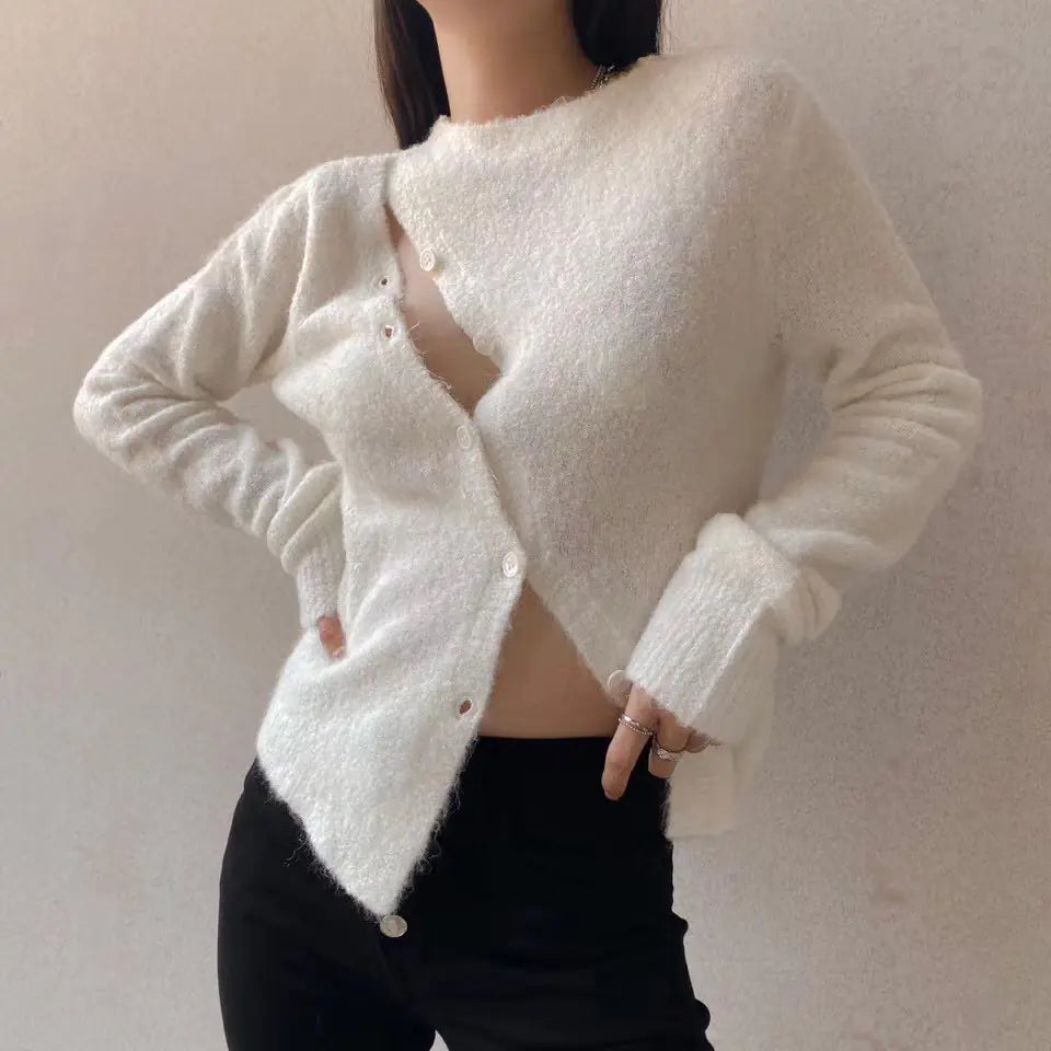 Irregular Design Women's Cardigan with Long Sleeves