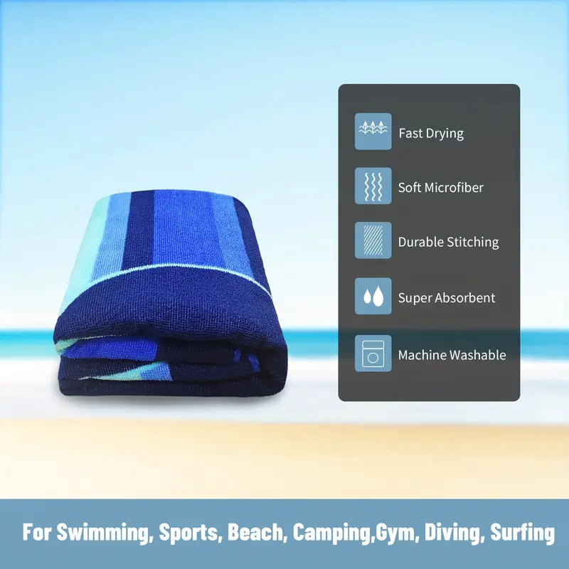 Blue Dolphin Microfiber Beach Towel - Oversized 55"x27.5"