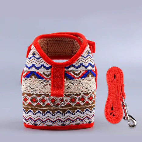 Ethnic Style Dog Leash and Clothing Set