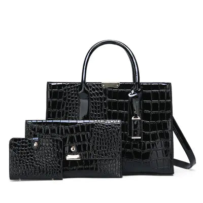 Crocodile Pattern Bag Set with Crossbody Style