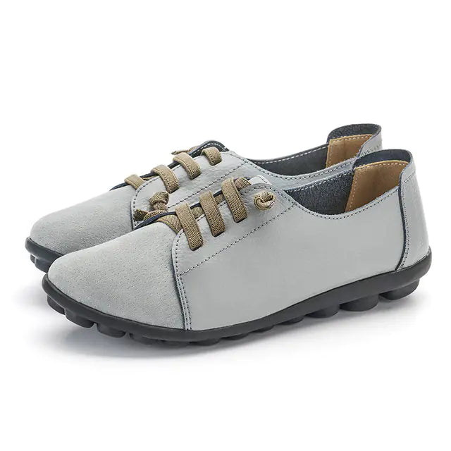 Genuine Leather Women's Lace-Up Flats and Loafers