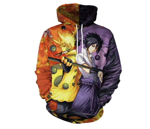 Men's Naruto 3D Print Hoodie with Kangaroo Pocket
