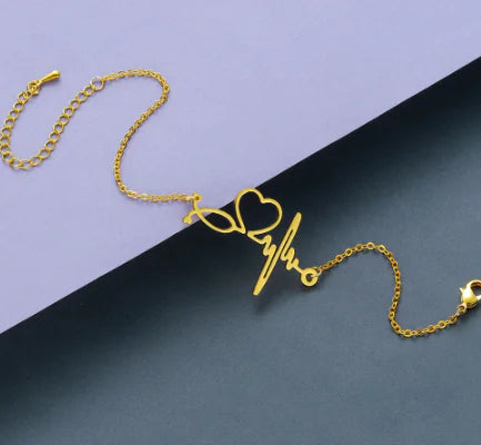Creative ECG Heartbeat Bracelet - Stainless Steel Design