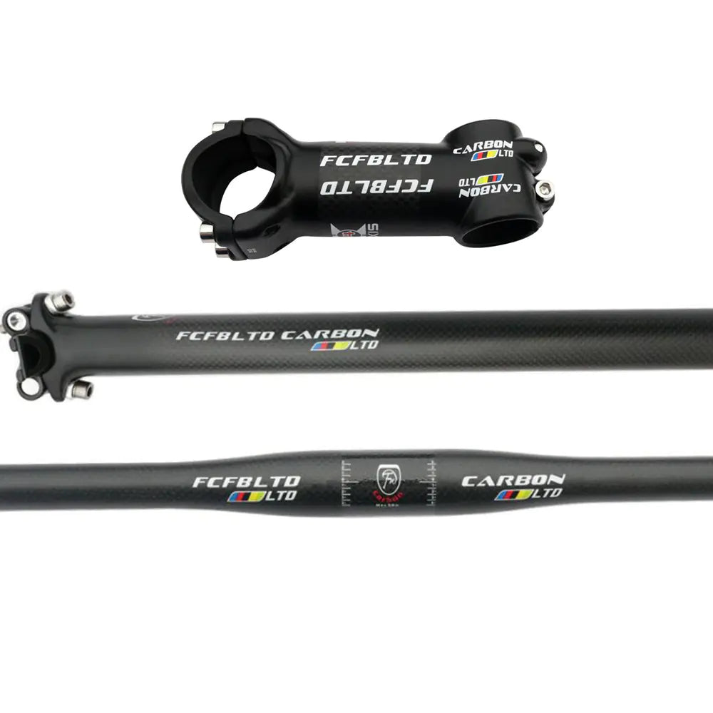 3-Piece Full Carbon Fiber Road Bike Handlebar Set