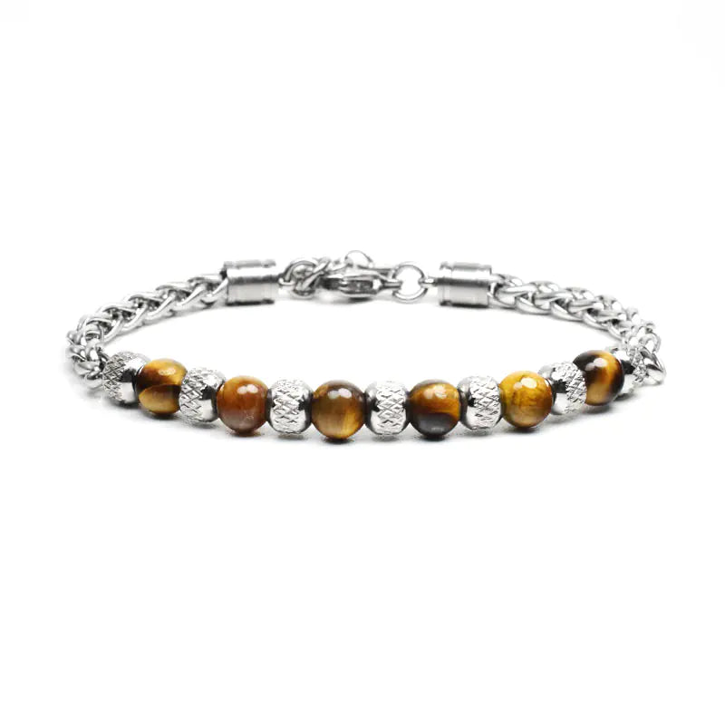 Adjustable 6mm Tiger Eye Stone Bracelet for Men