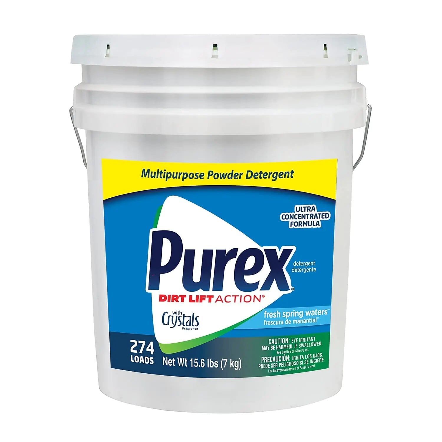 Professional Purex Fresh Spring Waters Multipurpose Powder Detergent 15.6lbs Pail 274 Load  White